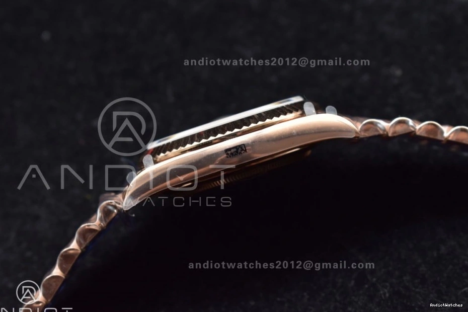 DayDate Markers FashionForward Steel Bracelet RG Roman V 904L on Tungsten GMF President 40 Weighted Dial 709 A2836 Green 1026